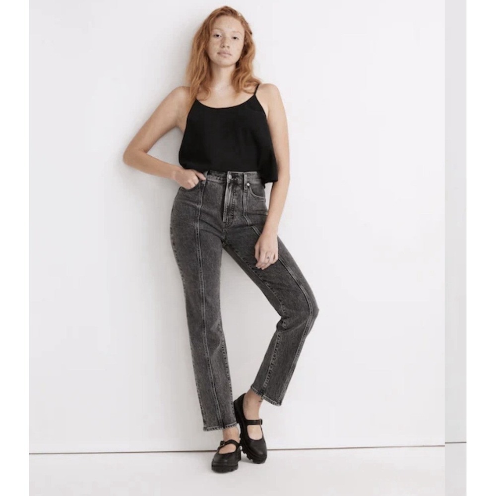 Madewell Front Seam‎ Perfect Vintage Straight Jeans High Rise Washed Black Sz 33